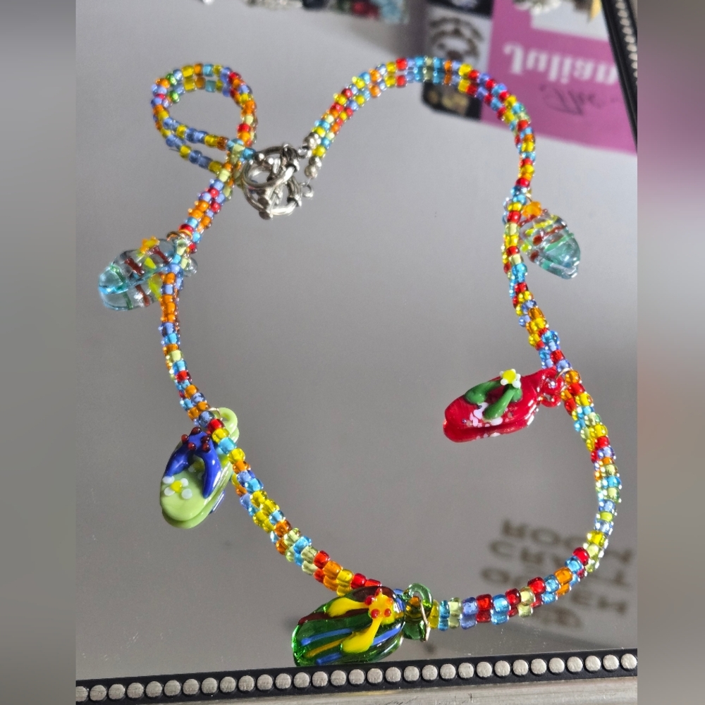 Murano glass artisan sandal necklace as is no returns mint